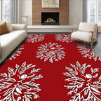 Crimson White Floral Botanical Medallion Rug