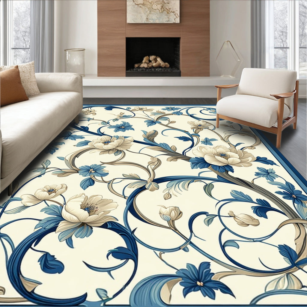 Floral Vine Scrollwork Classic Design Rug