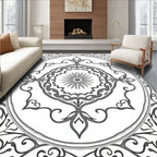 Vintage Gray Floral Medallion Pattern Rug
