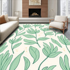 Botanical Line Art Leaf Pattern Rug