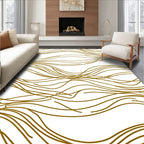 Wavy Gold Lines Abstract Rug