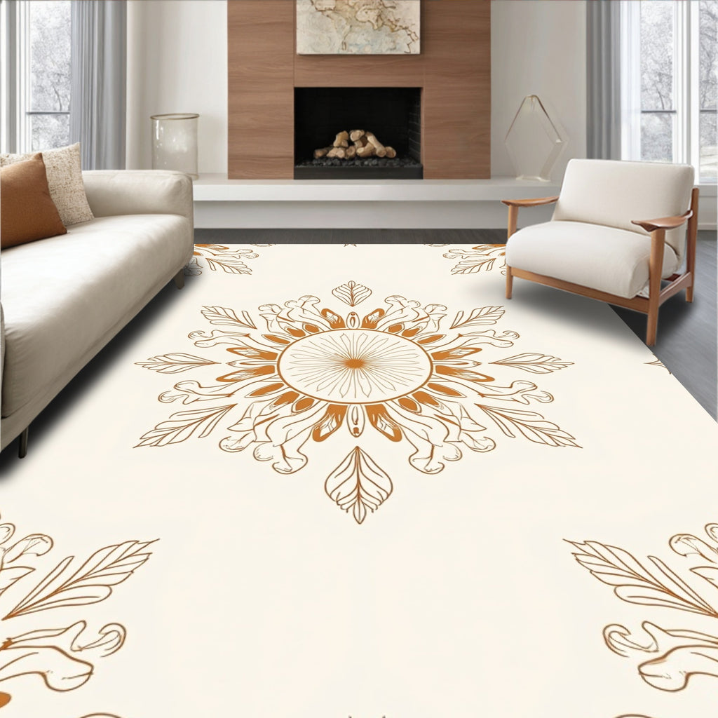 Ornate Mandala Floral Pattern Rug