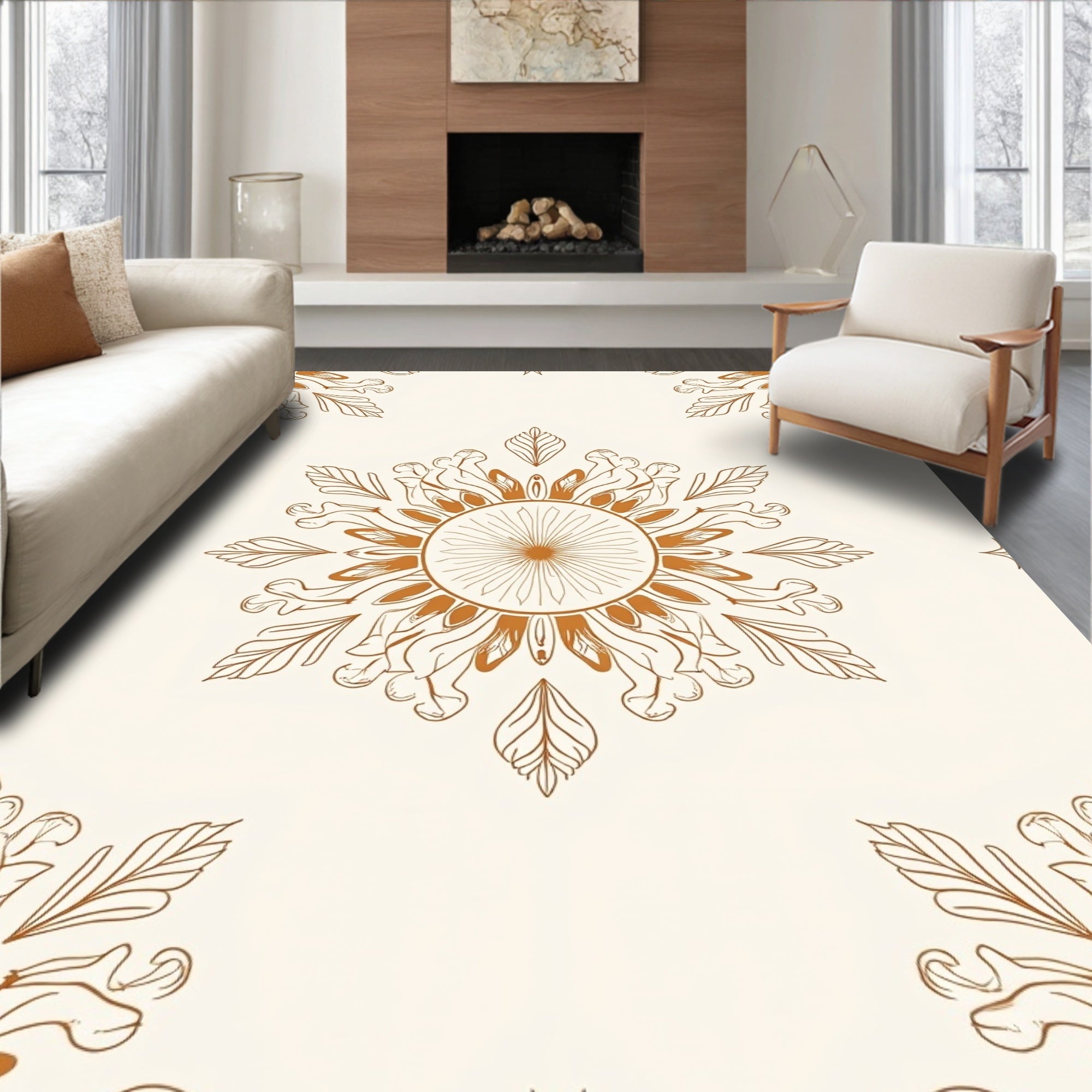 Ornate Mandala Floral Pattern Rug