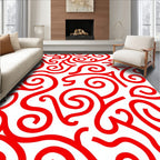 Bold Red Swirl Pattern Rug
