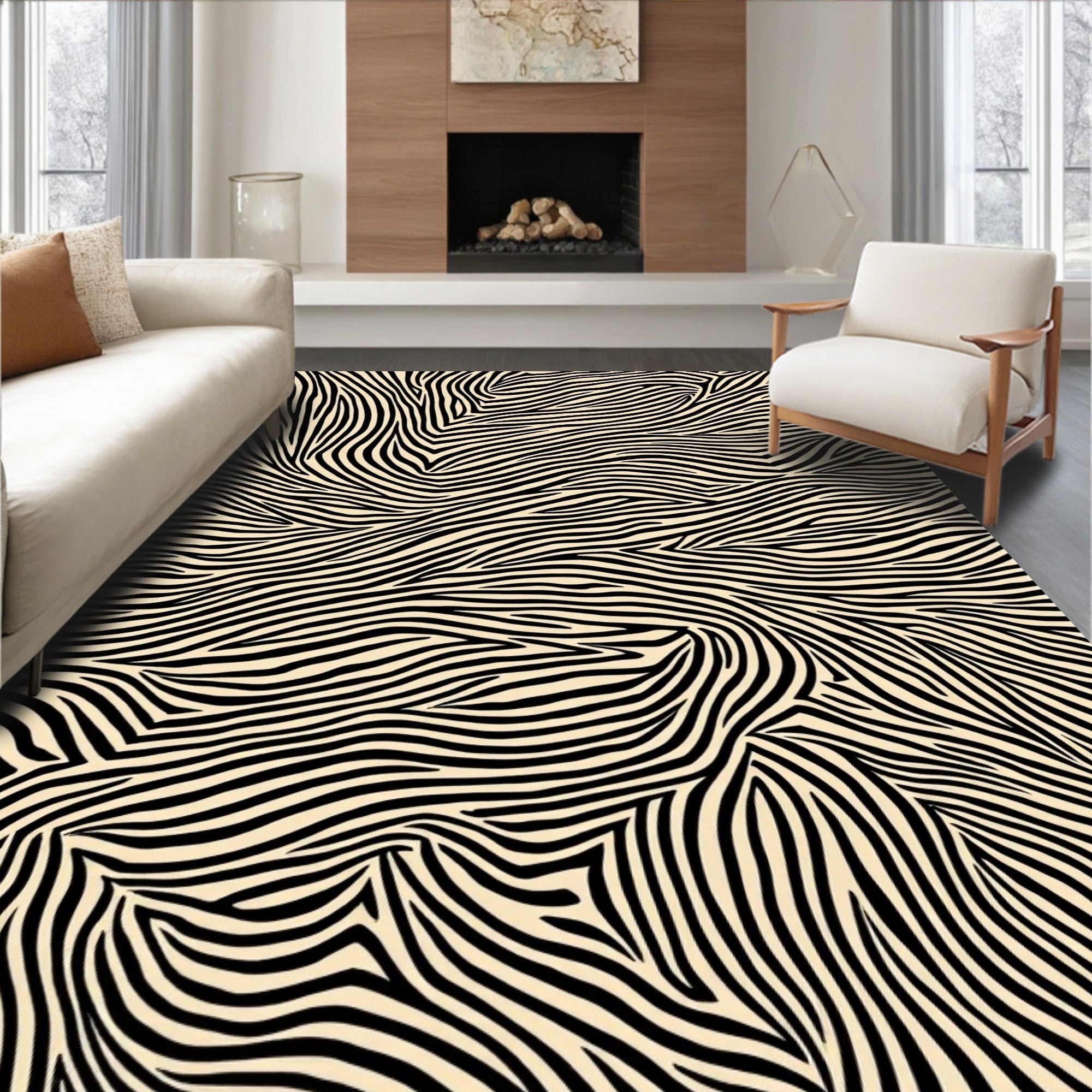 Wild Zebra Stripe Pattern Rug