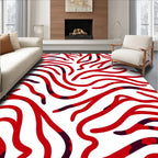 Red Wavy Abstract Pattern Rug
