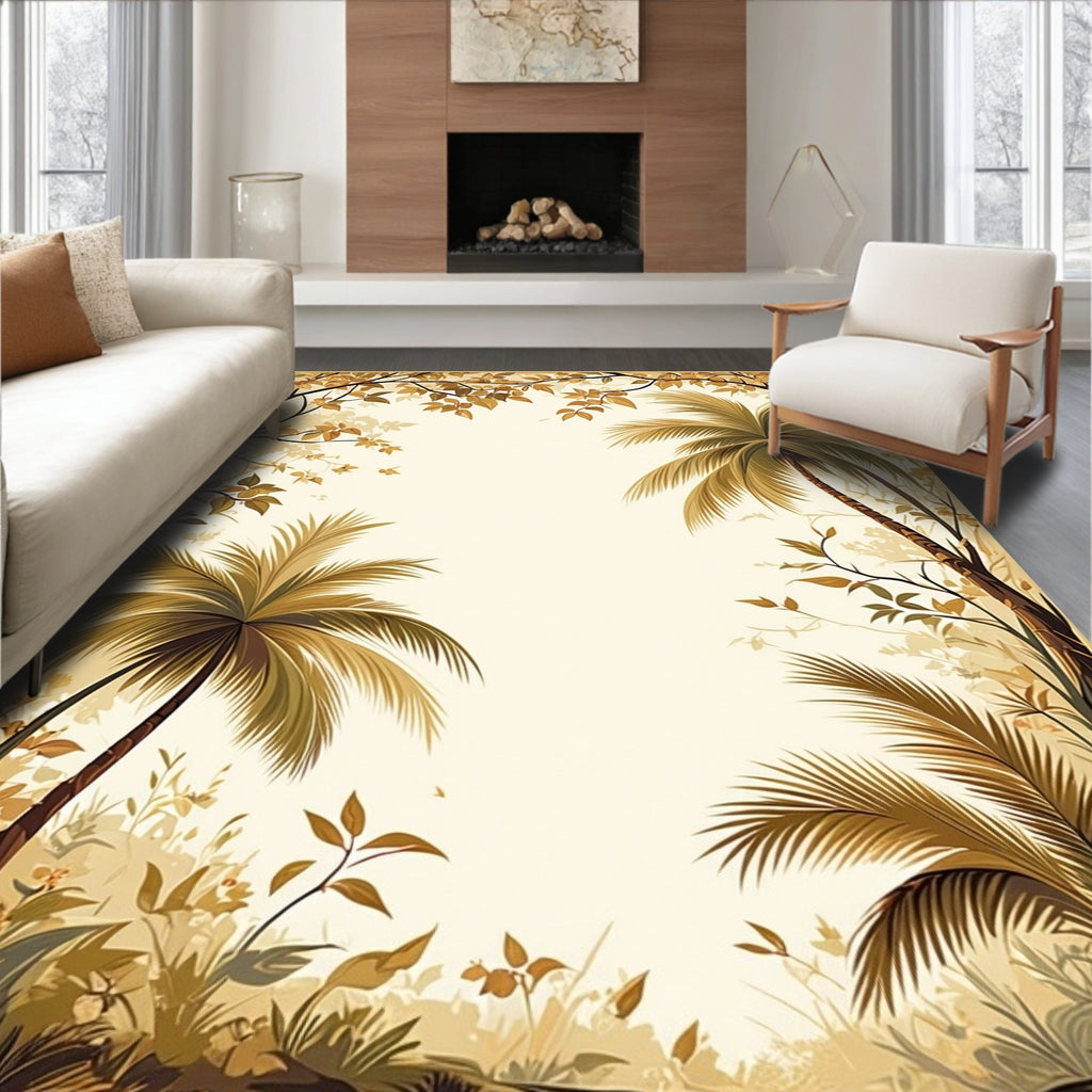 Tropical Palm Tree Floral Design Rug