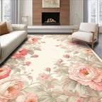 Soft Pink Floral Vine Pattern Rug