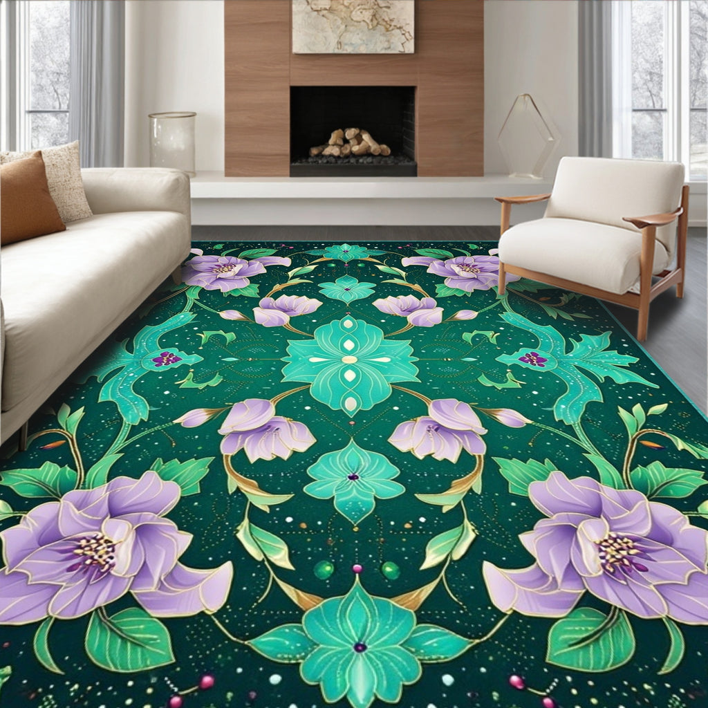 Emerald Floral Paisley Pattern Rug