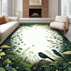 Enchanted Forest Birds and Mushrooms Rug