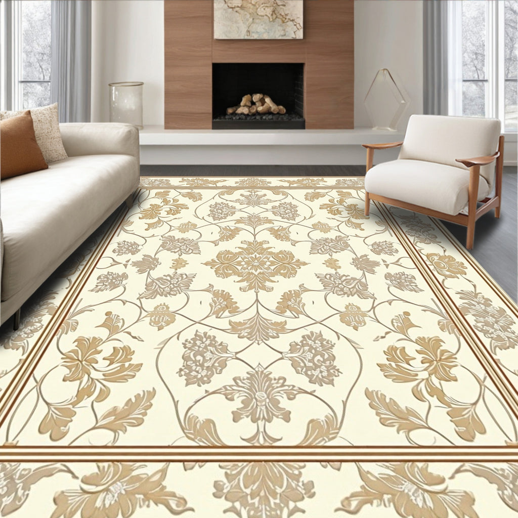 Classic Floral Scrollwork Patterned Rug