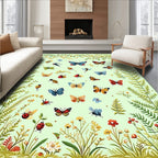 Whimsical Butterfly and Insect Garden Design Rug