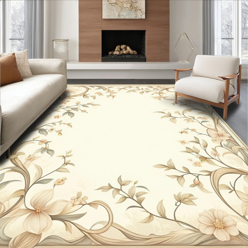 Soft Floral Vine Elegant Accent Rug