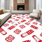 Red Geometric Abstract Rose Rug