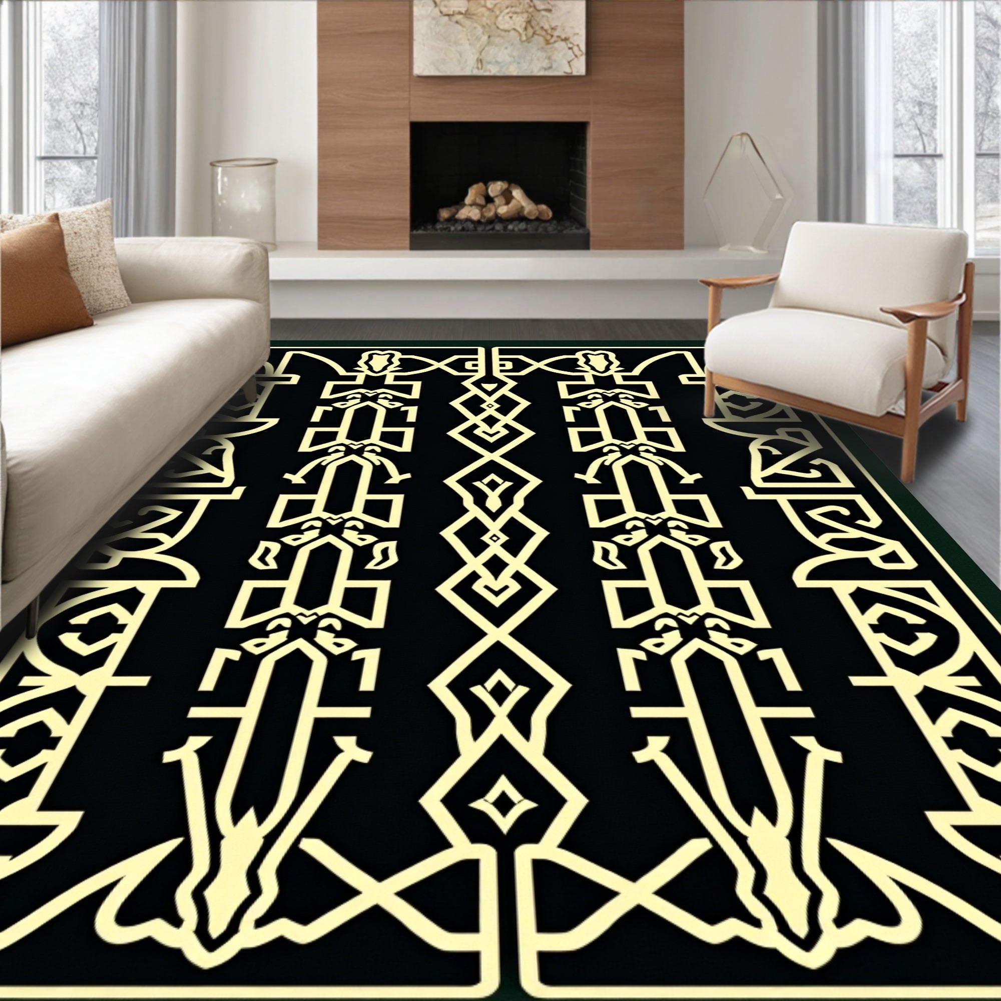 Antique Geometric Arch Motif Rug