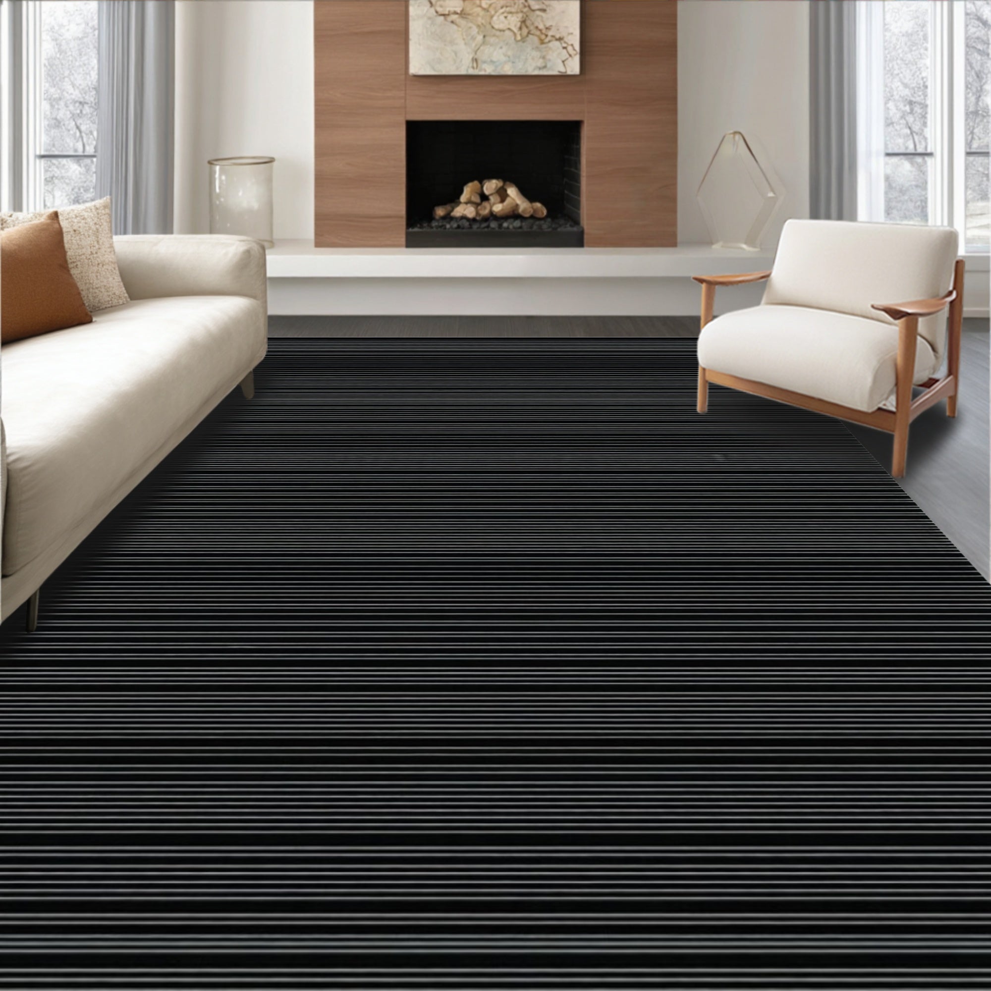 Thin Striped Minimalist Surface Design Rug