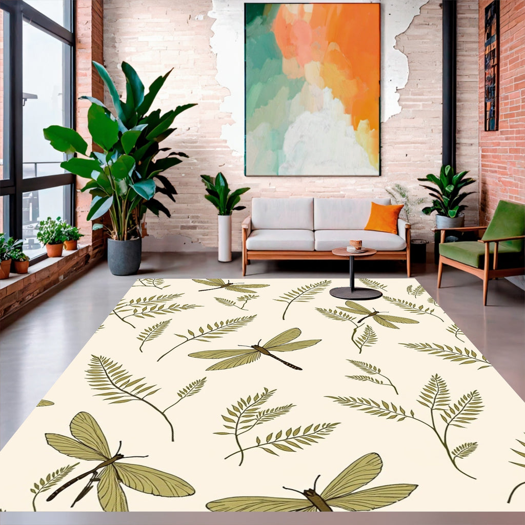 Dragonfly Botanical Garden Print Rug