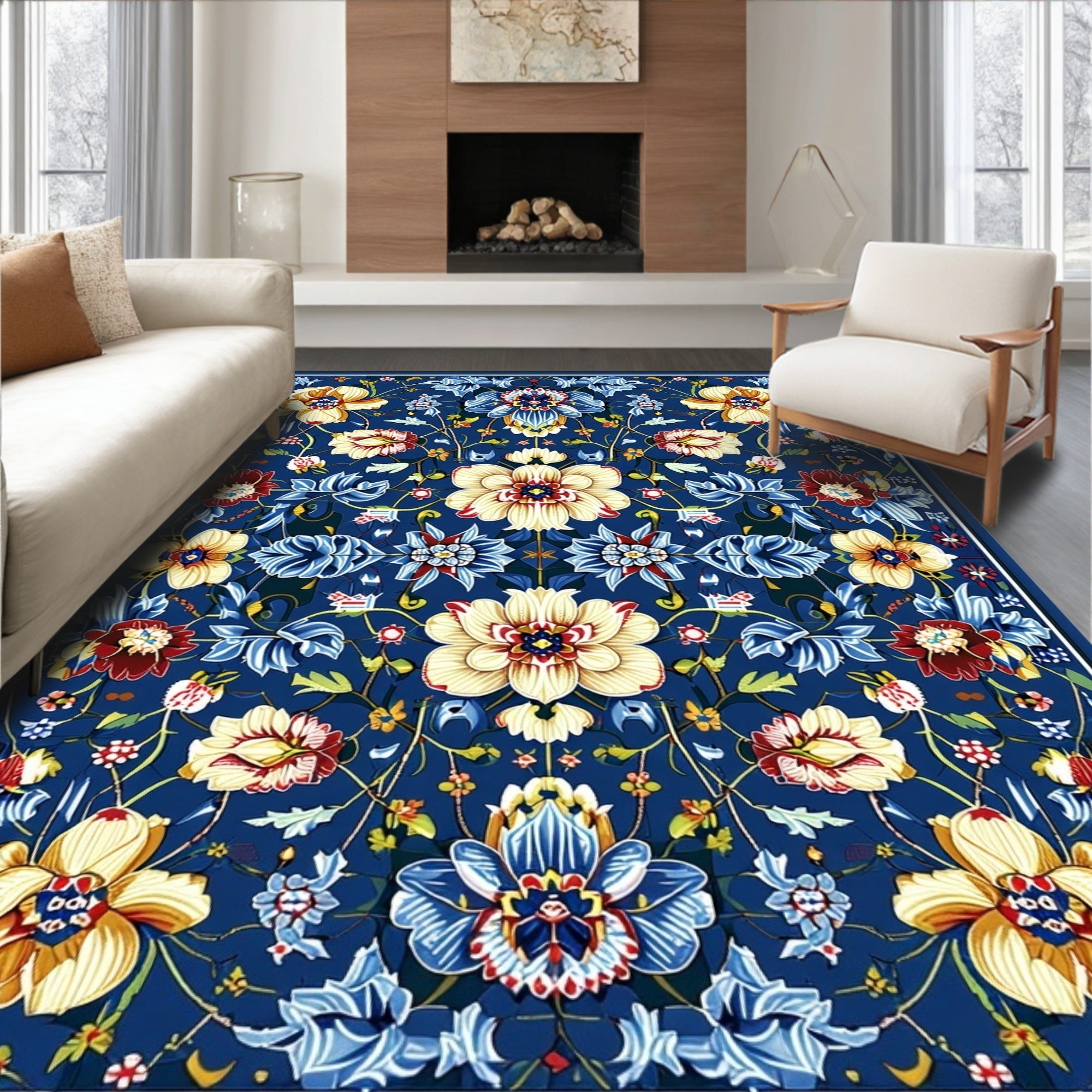 Vibrant Floral Pattern Antique Design Rug