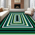 Green White Black Concentric Rectangles Rug