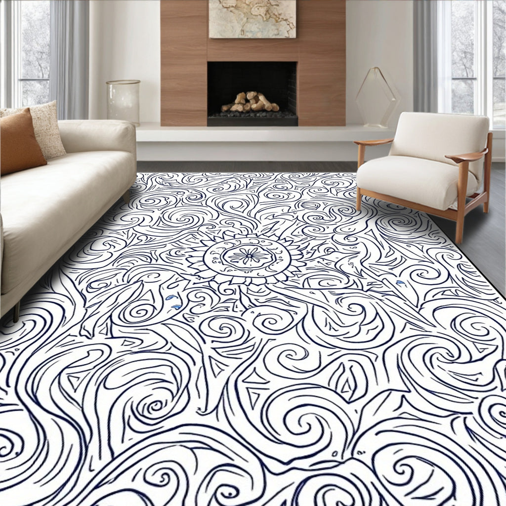 Swirling Floral Abstract Design Rug