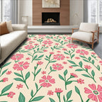Pink Floral Patterned Meadow Rug