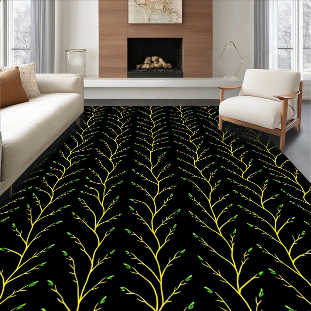 Yellow Vine Pattern Rug