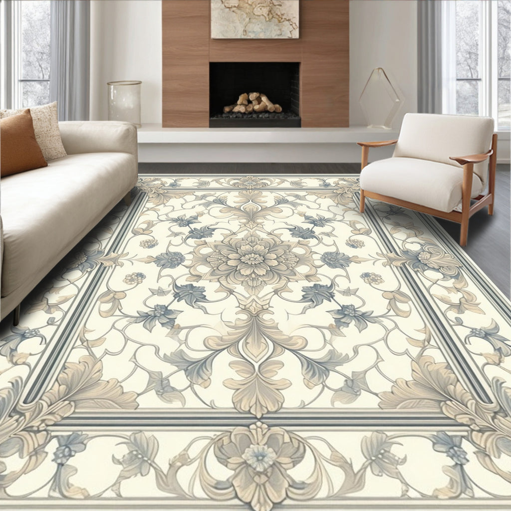 Intricate Floral Scroll Vintage Design Rug