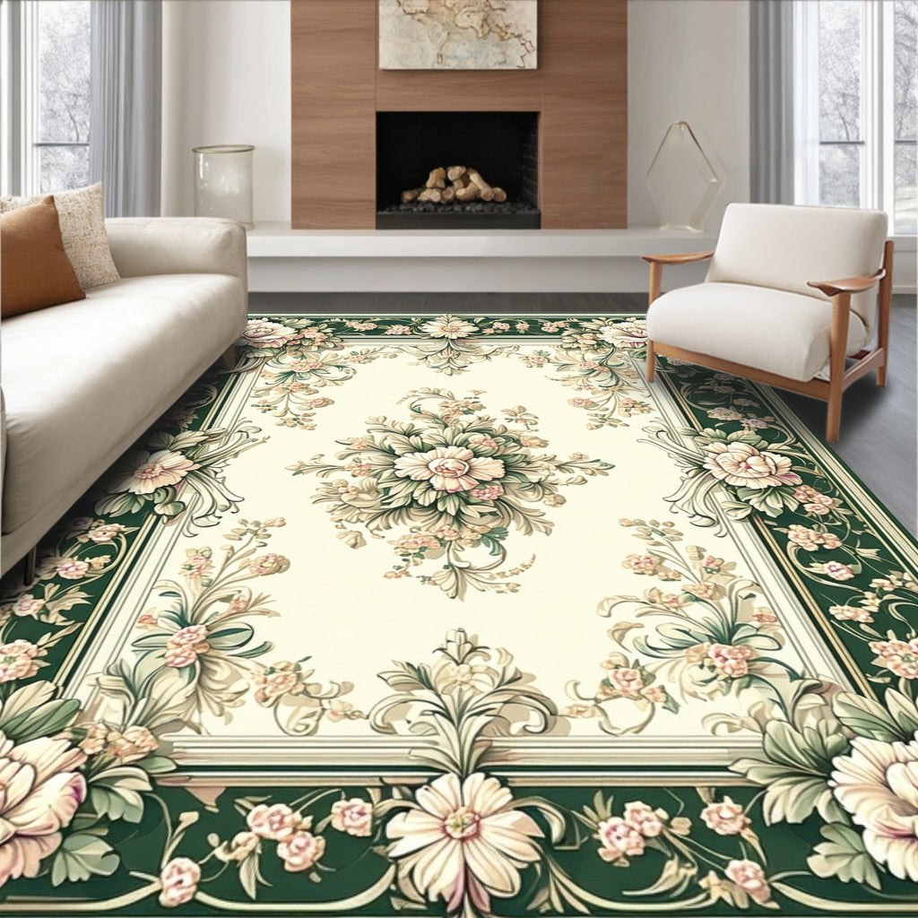 Classic Floral Meadow Garden Design Rug
