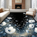 Night Garden Butterflies White Poppies Rug