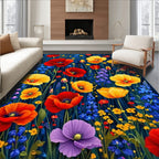 Vibrant Floral Garden Scene Rug