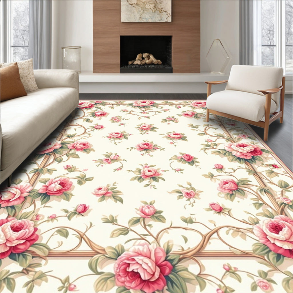 Charming Floral Swirls Garden Design Rug