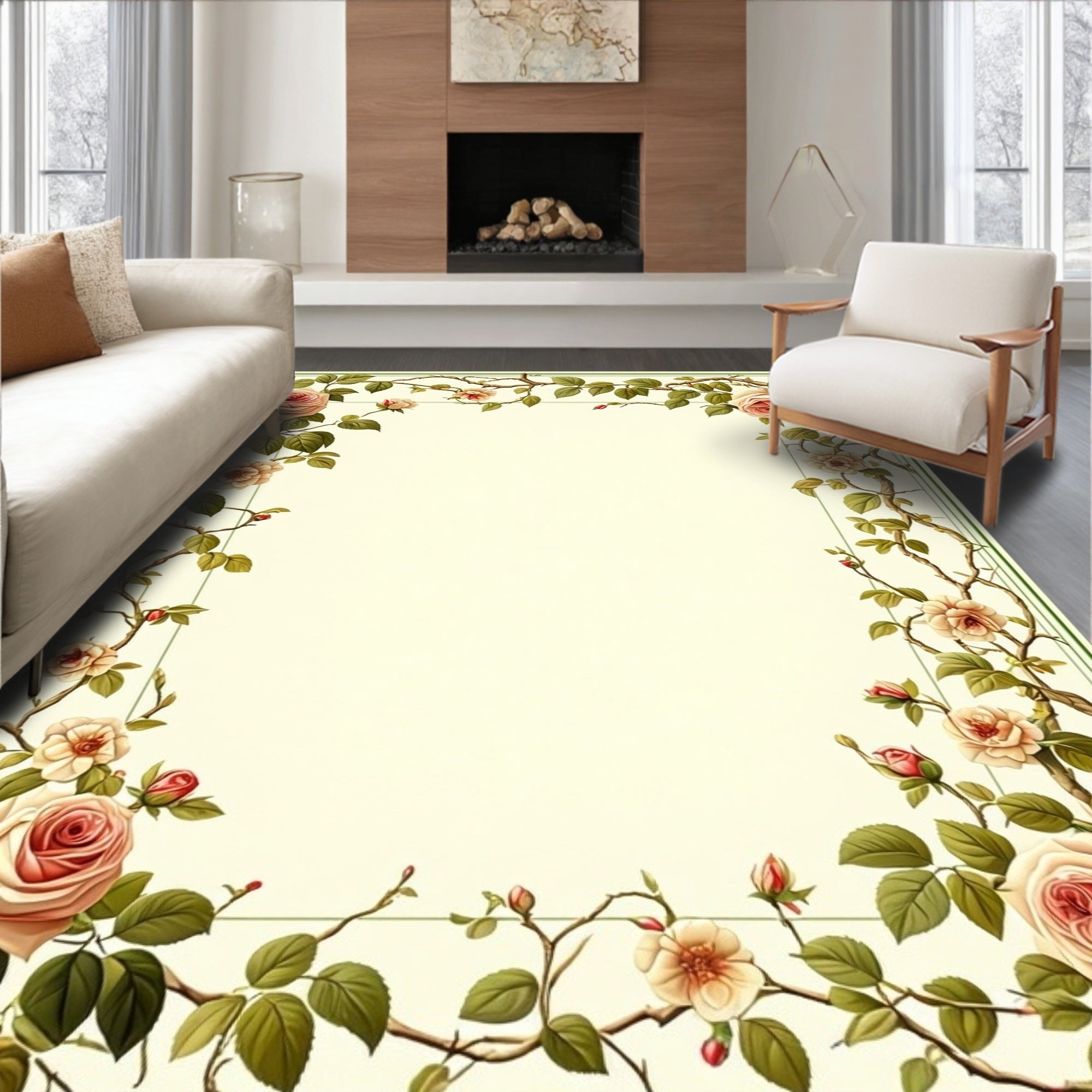 Vintage Floral Vine Pattern Rug