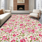 Whimsical Floral Pattern with Pink Roses Rug