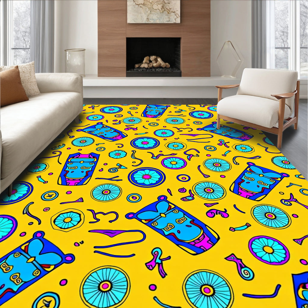 Whimsical Floral Abstract Pattern Rug