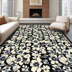 Elegant Black Floral Pattern Rug