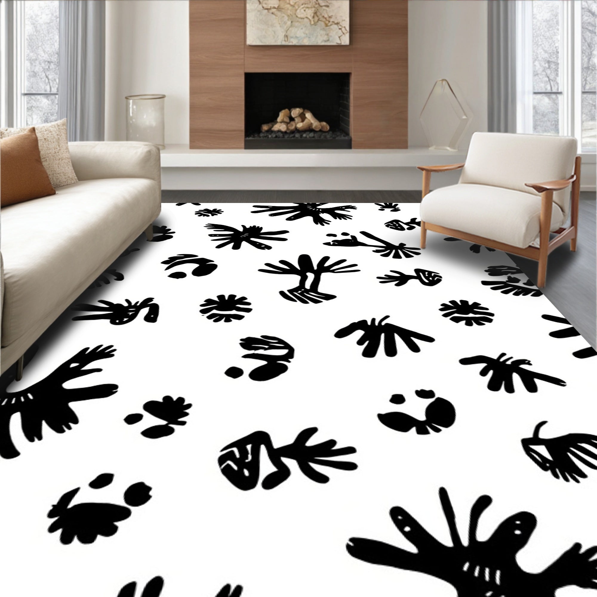 Abstract Starburst And Blob Pattern Rug