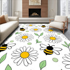 Daisies and Bees Playful Pattern Rug