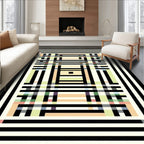 Abstract Geometric Plaid Pattern Rug