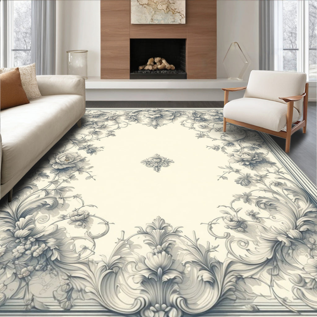 Elegant Floral Scrollwork Pattern Rug