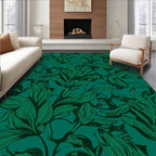 Emerald Green Leaf Pattern Rug