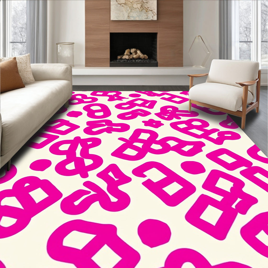 Pink Cream Abstract Symbol Rug