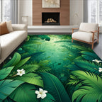 Lush Jungle Tropical Leaf Pattern Rug