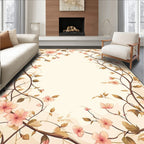 Delicate Pink Floral Vine Pattern Rug