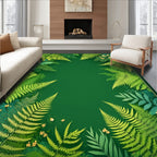 Lush Green Fern Forest Pattern Rug