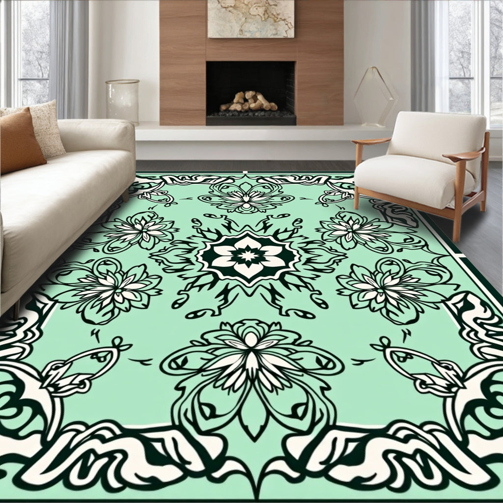 Art Nouveau Floral Symmetry Pattern Design Rug