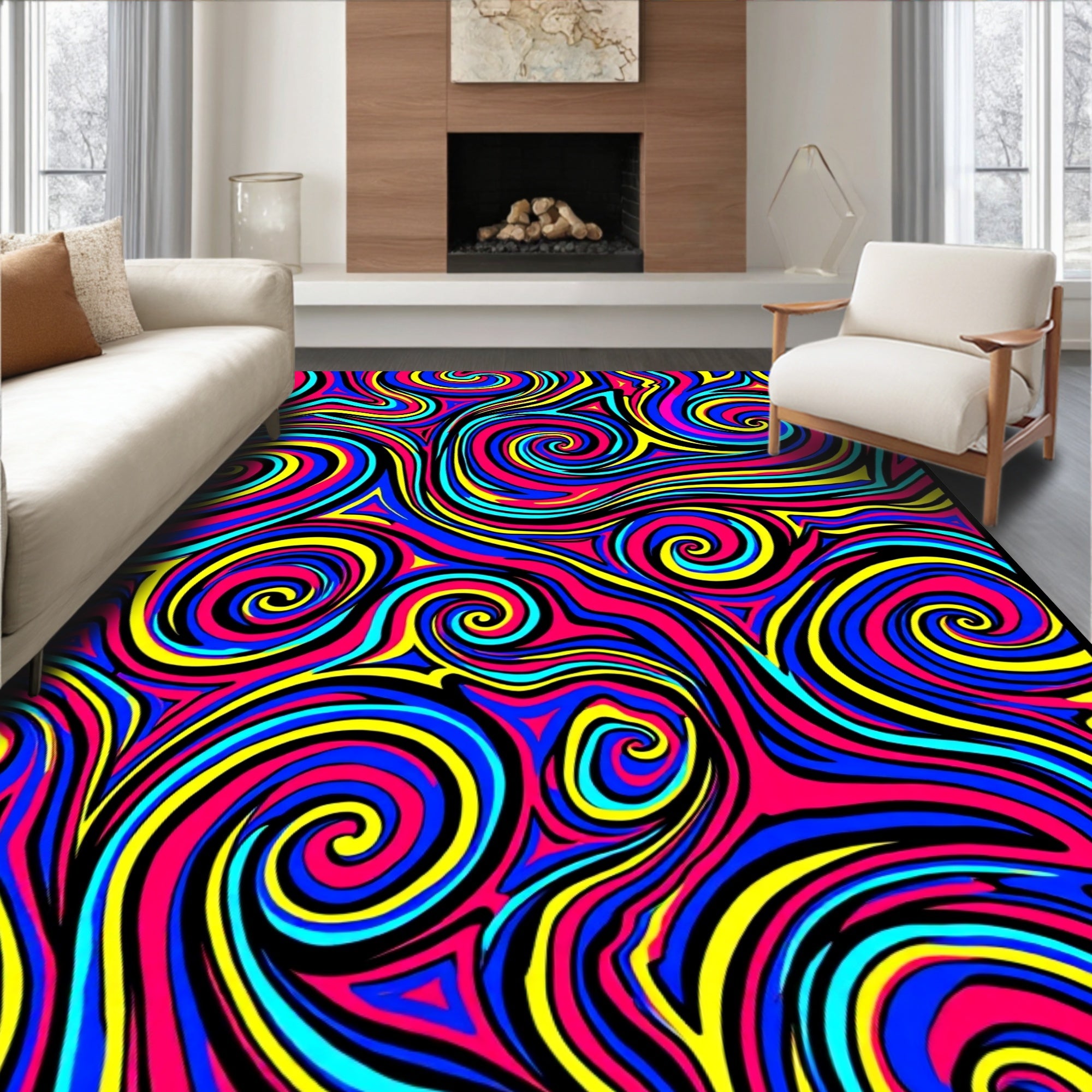 Bold Swirl Pattern Funky Rug