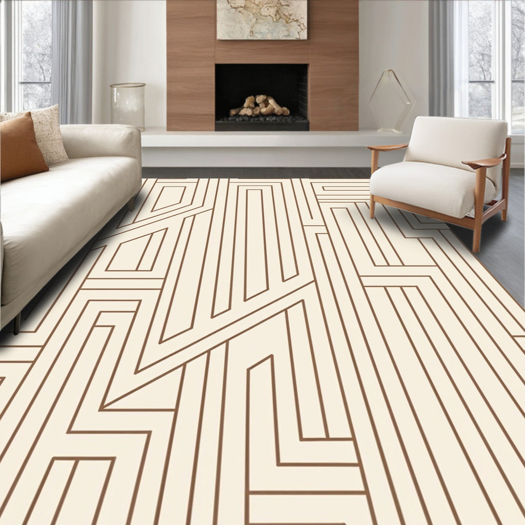 Geometric Lines Maze Pattern Rug