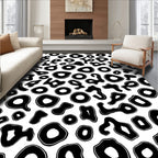Abstract Black White Amorphous Shapes Rug