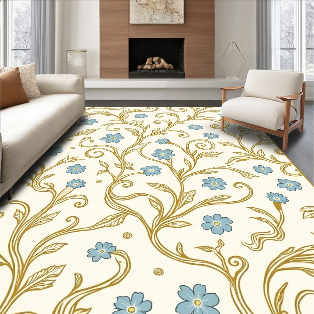 Delicate Floral Vine Pattern Rug