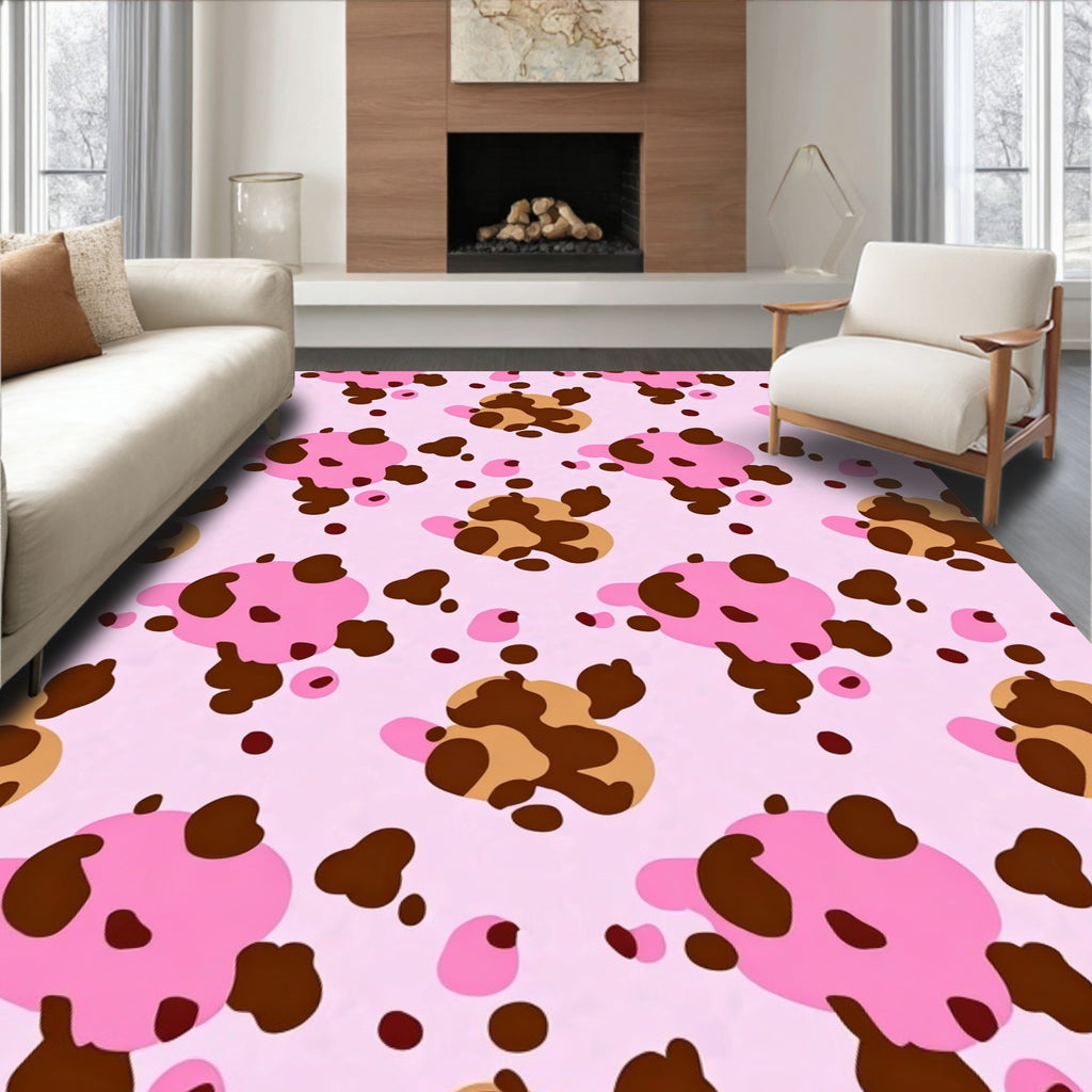 Playful Pink Brown Spots Design Rug